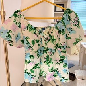 Old Navy Floral Blouse with Puff Sleeves
